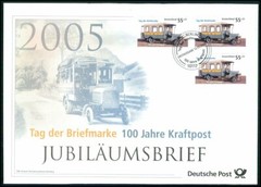 GERMAN POST ANNIVERSARY-FDC 2005 KRAFTPOST AUTOMOBILE POSTBUS CARS BUS ‚u731