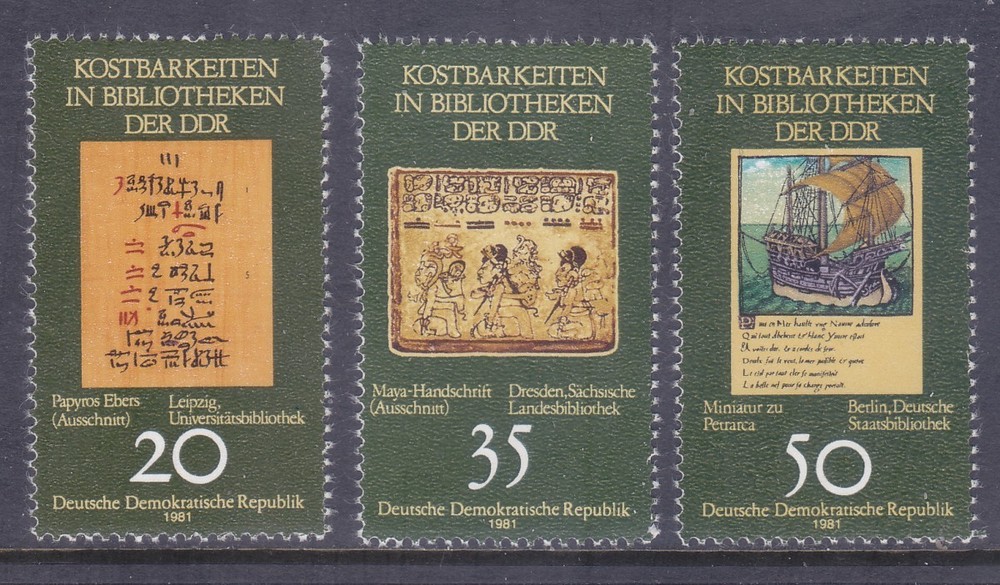 Germany DDR 2207-09 MNH 1981 Literary Treasures in DDR Libraries Set of 3