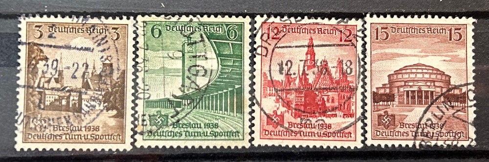 1938 German Mi:DR665-668 set of 4 Stamps – Sportfest Breslau WWII used /888