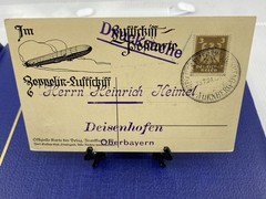 1924 GERMANY ZEPPELIN AIRMAIL NURNBERG BADEN BADEN POSTCARD