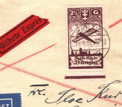 DANZIG Germany/Poland 2.5g HIGH VALUE Air Mail Cover 1937 {samwells}MA1895