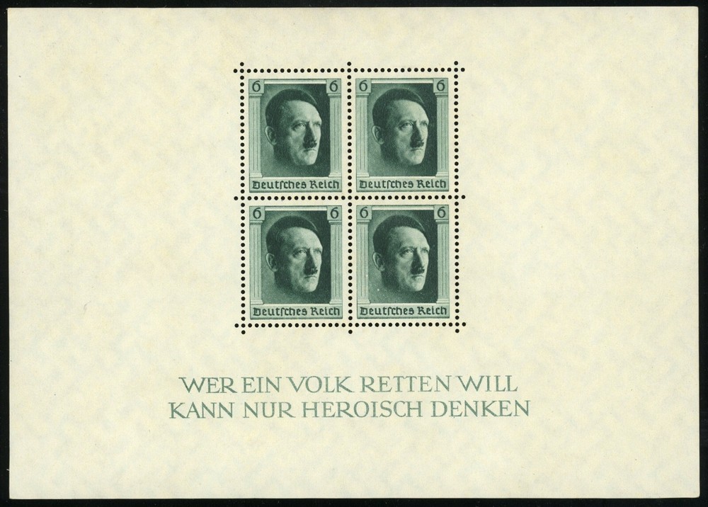 Adolf Hitler 48th Birthday Germany #Block 7 #B102 Souvenir Sheet 1937 Mint NH