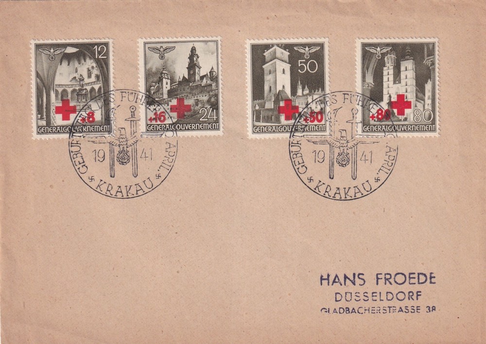German Third Reich Cover – April 20 1942 Krakau Poland Birthday Cancel Cover