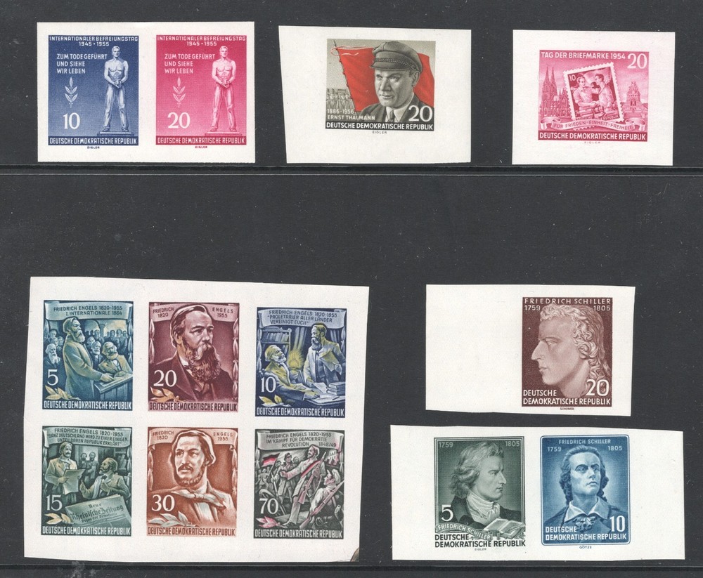 GERMANY DDR DEMOCRATIC REPUBLIC 1954-1956 SINGLES FROM MINI SHEETS PERFECT MNH