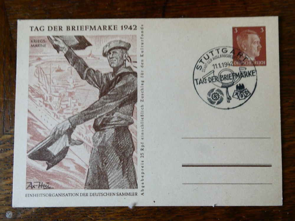 Germany nazi postcard: winter relief 1942, navy, WW II, propagande