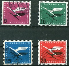 Bundle No. 205 – 208 Cleanly Canceled BRD 1955 Lufthansa Airplane