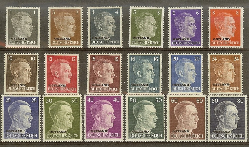 Stamp Germany Ostland Mi 01-18 Set 1941 WWII Occupation Hitler Estonia MNH