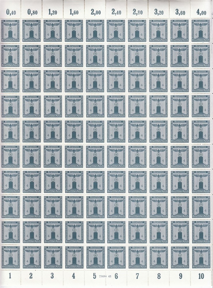 Stamp Germany Official Mi 157 Sheet 1942 WWII Fascism War Dienst MNH