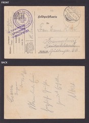 GERMANY 1916, Fieldpost card, Hospital of Duke Ernest Augustus, WWI