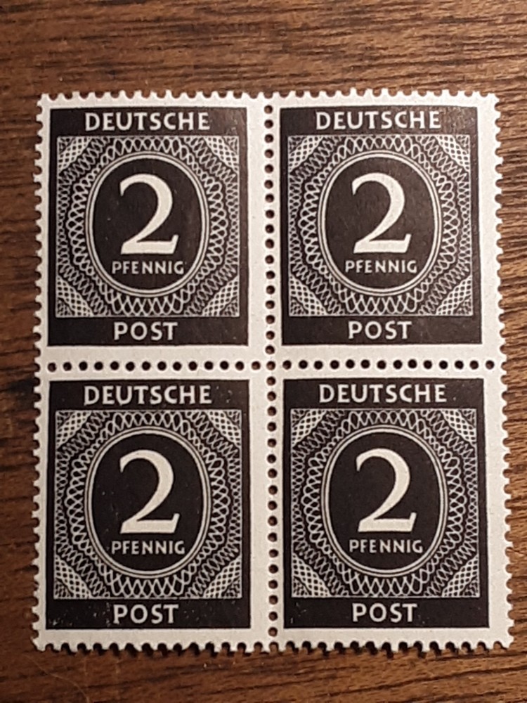 1946 Germany Allied Occupation MNH 2 Pfennig Stamps Block Of 4 Mi #912