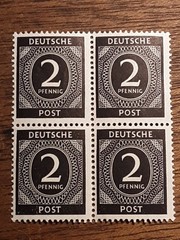 1946 Germany Allied Occupation MNH 2 Pfennig Stamps Block Of 4 Mi #912