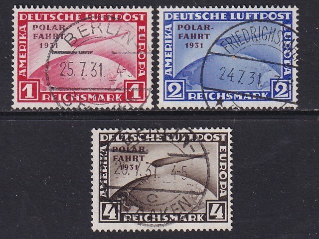 German Reich 1931 MI 456-458 POLAR FAHRT CANC VF / CAT VALUE $1450