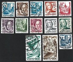 Germany #8N1-8N13 1947-8 WURTTEMBERG set of 13 used & mint