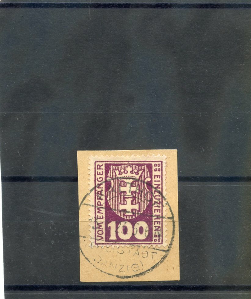 DANZIG Sc J15(MI P15Y)F-VF USED 1923 100pf DARK VIOLET, XALTHOF 03JA23 CDS $1250