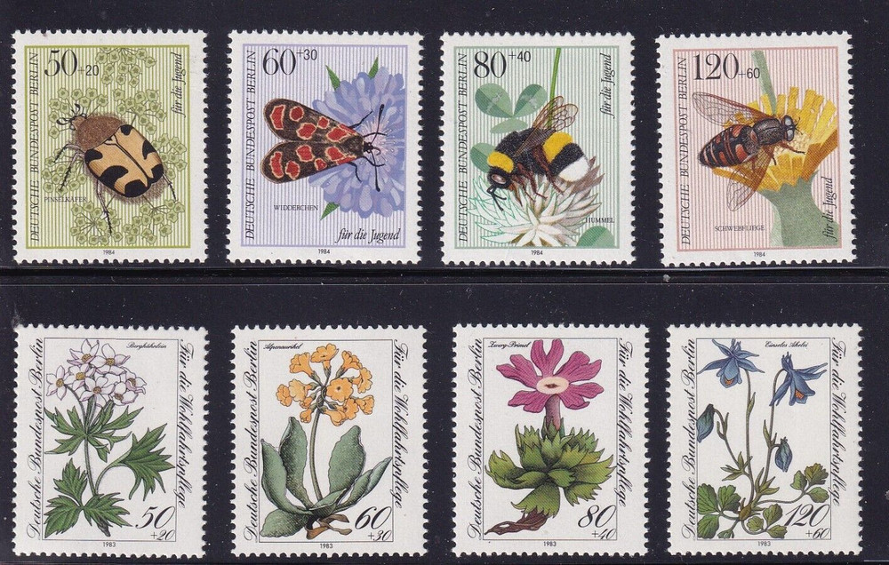 Berlin MNH ** 703-6 SC 9NB 204-7 & 712-5 SC 9NB 208-12 flowers insects