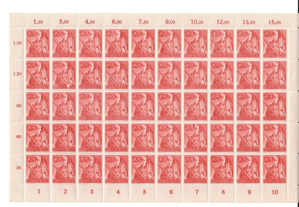 MNH stamp sheet complete B240 WWII Germany Hitler youth Reich Labor corp #2822