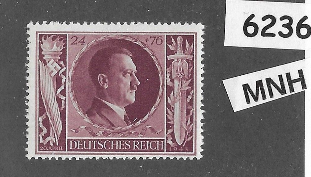 #6236 MNH Hitler stamp ScB235 / 1943 Birthday / WWII Germany / Third Reich