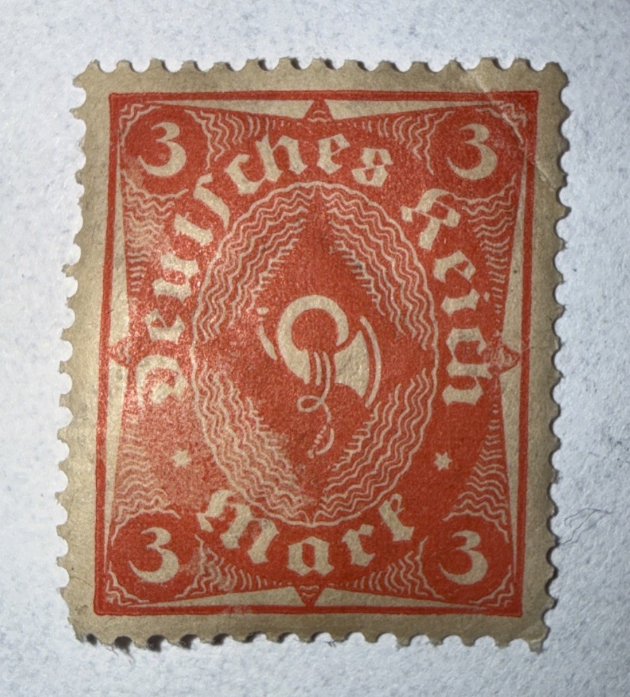 💥Stamp Germany Deutsches Reich Posthorn 3 Mark 1922