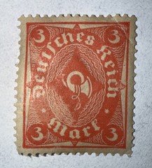 💥Stamp Germany Deutsches Reich Posthorn 3 Mark 1922