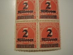 4 SET 1923 Deutsches Hyperinflation Stamps 5000 Marks Overstamp 2 Million Marks