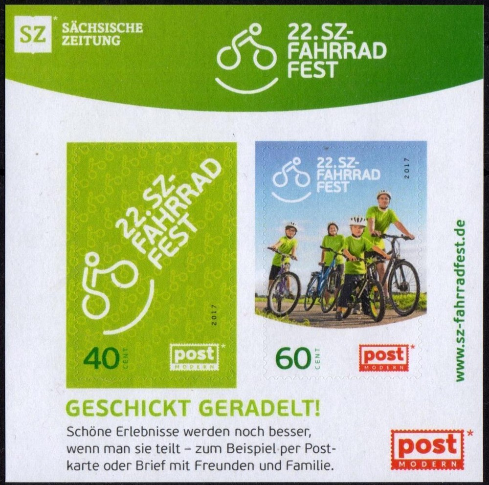 Postmodern: MiNr. 446 – 447 Bl. 58, „22. Sz-Fahrradfest“, Block, Postfrisch