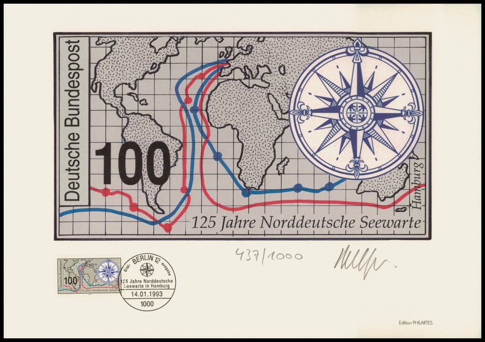 ART-EDITION 1992 GERMANY 1647 NORDDEUTSCHE SEEWARTE – Ltd. 1.000!!