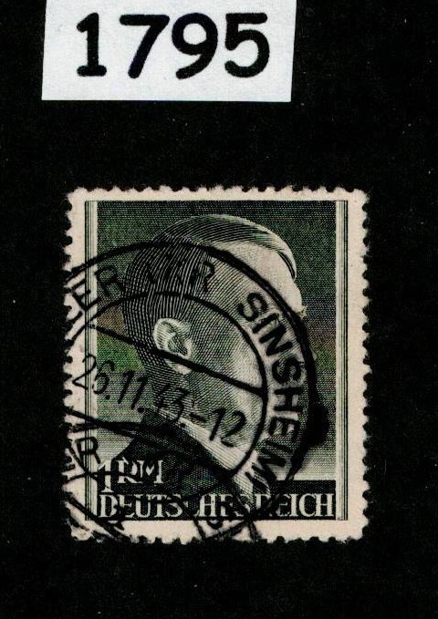 Used stamp Sc 525 Adolf Hitler Third Reich 2RM Perf 12.5 WWII Germany #1795