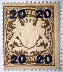 Travelstamps: 1920 Germany Bayern Overprint Stamp Scott#237, Mi 177 – Mint Og Lh