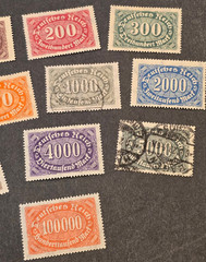 German Reich Weimar Hyperinflation Reichsbank Notes Issue Stamps (1922–1923)