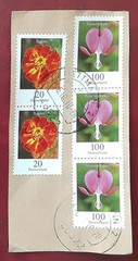GERMANY Deutschland 2005-2006 Flowers Strip On Piece METTMANN Postmarks XF 153-1