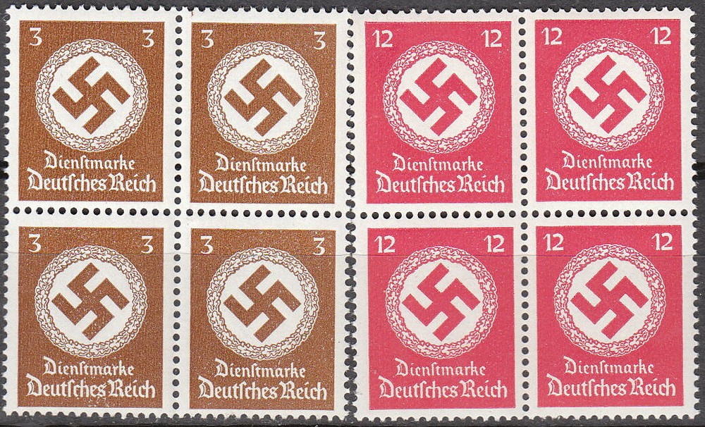 Stamp Selection Germany Official Block WWII German 3 12PF Cut From Sheet MNH