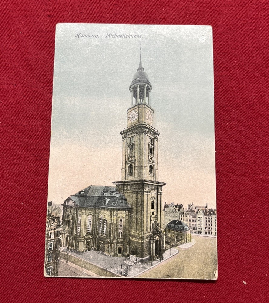 WW1 WWI Imperial German Deutsches Reich Hamburg Michaeliskirche Color postcard