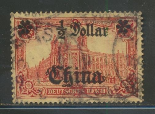 Germany Offices in China 53 1906 1/2 Dollar surcharge Tientsin cancel VF+