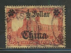 Germany Offices in China 53 1906 1/2 Dollar surcharge Tientsin cancel VF+
