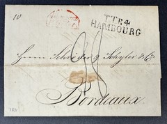 Germany, 1831 Stampless Cover/2 Page Folded Letter, from Hamburg to Bordeaux
