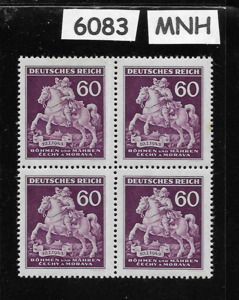 MNH Third Reich stamp block / Stamp day Collecting / WWII Occupation BaM / 1943