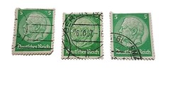 5 Pfen German Deutches Reich Postage Stamps 1936 Von Hindenburg Set Of 3