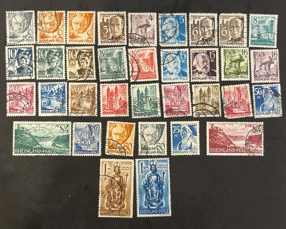 Post WWII WW2 1948 Rheinland Pealz French Occupation Germany Stamp Collection