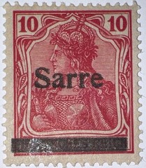 Travelstamps: Germany Saar Overprint Stamps – 10pf Mint MOGH Wmk