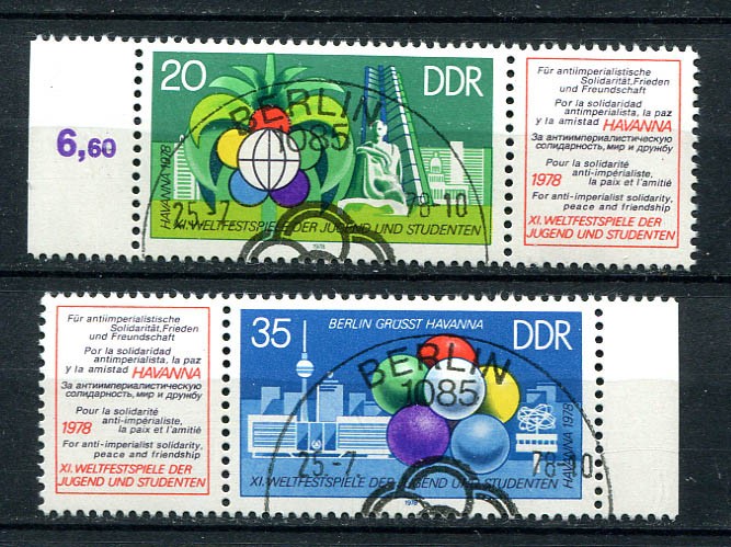 Germany – DDR : Youth games Se-Tenants from 1978 – CTO