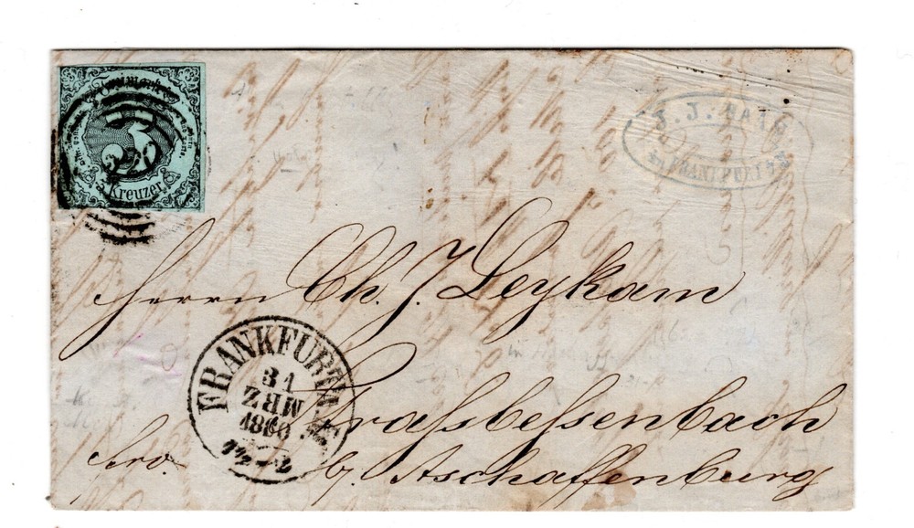 1/2 OFF: Thurn & Taxis Sc #44. Nice Frankfurt, Aschaffenburg Cancels
