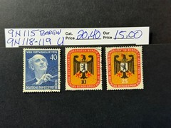 Germany Berlin # 9N 115 & 118 – 119 Used 2024 Scott Catalogue Value $ 20.40