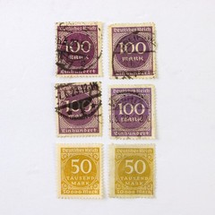 Lot Of 6 Germany Deutsches Reich 100 Mark 50 Tausend Mark Stamps 1920s