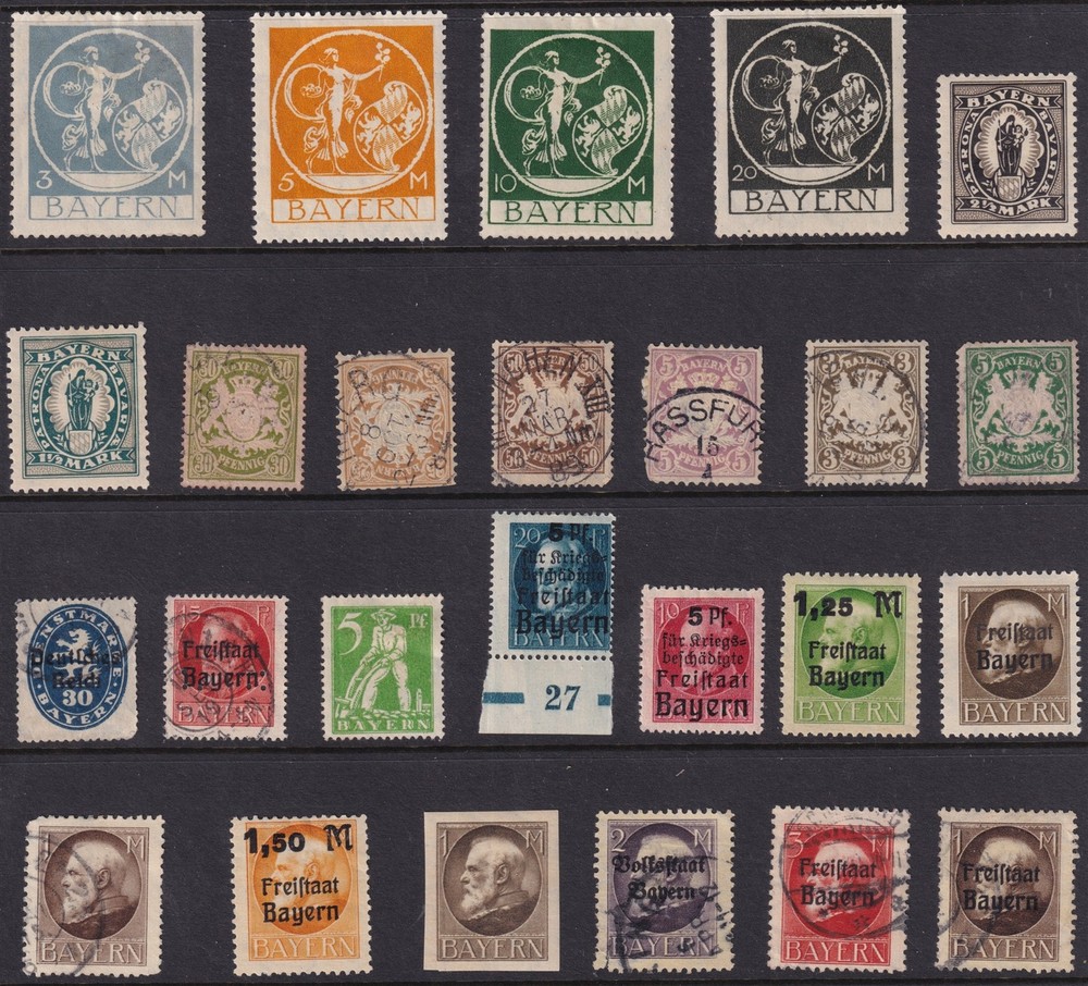 Lot Stamp Germany Reich Bavaria Bayern Classic Selection Mixed 2 F