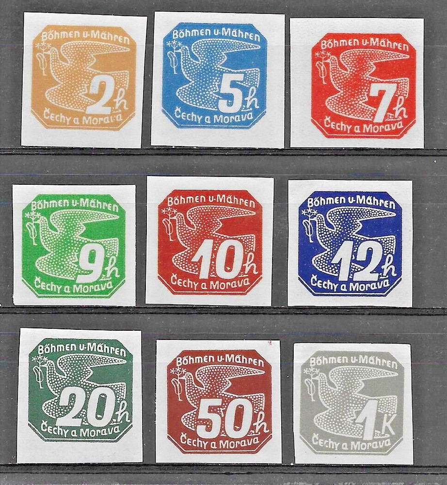 Bohemia & Moravia 1939 Newspaper Stamps Mi#’s 42-50 MNH**