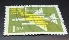 Rare used Airmail GDR stamp (Wz 2 lying), type. auction value 1200 eur