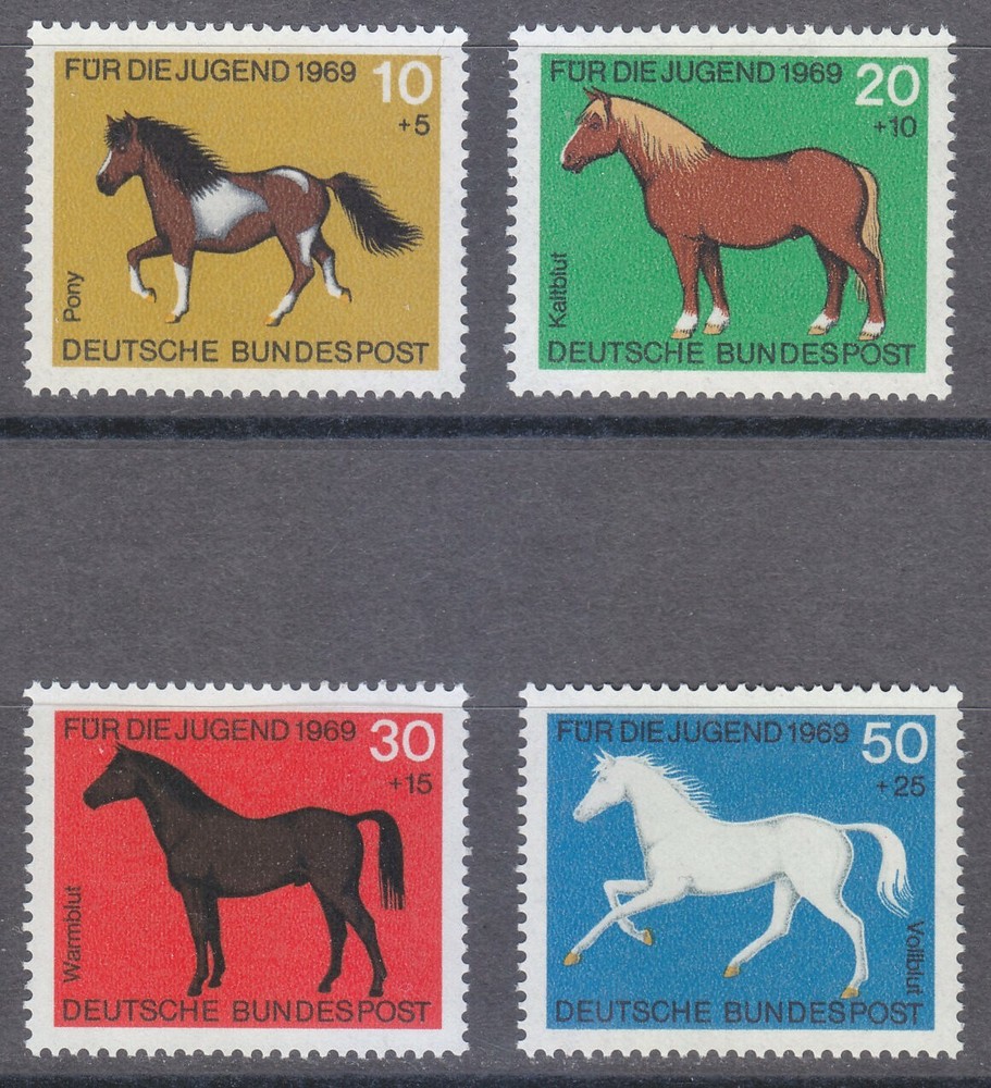 Germany 1969 MNH Mi 578-581 Sc B442-B445 Horses **