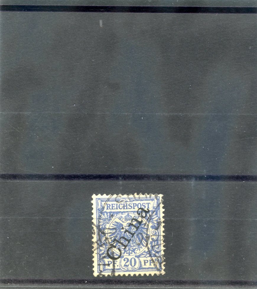 GERMAN OFF CHINA Sc 4(MI 4II)F-VF USED 1898 20pf VIOLET ULTRAMARINE, 56o OPT $33