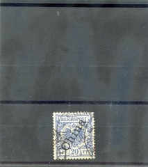 GERMAN OFF CHINA Sc 4(MI 4II)F-VF USED 1898 20pf VIOLET ULTRAMARINE, 56o OPT $33