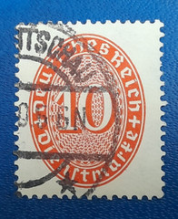 Stamp Germany Reich Service 10 Pfennig 1927 Schlegel BPP Mi. Nr. 123 y (29513)